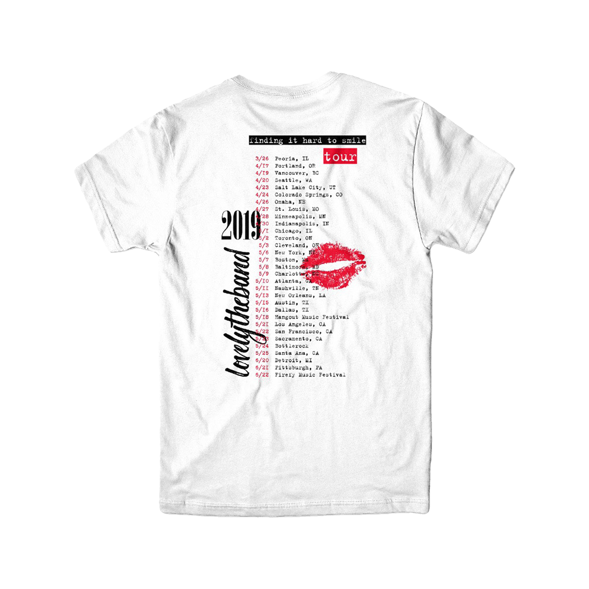 finding it hard to smile tour white t-shirt