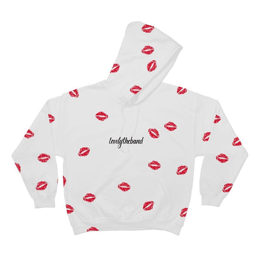 lips allover print hoodie