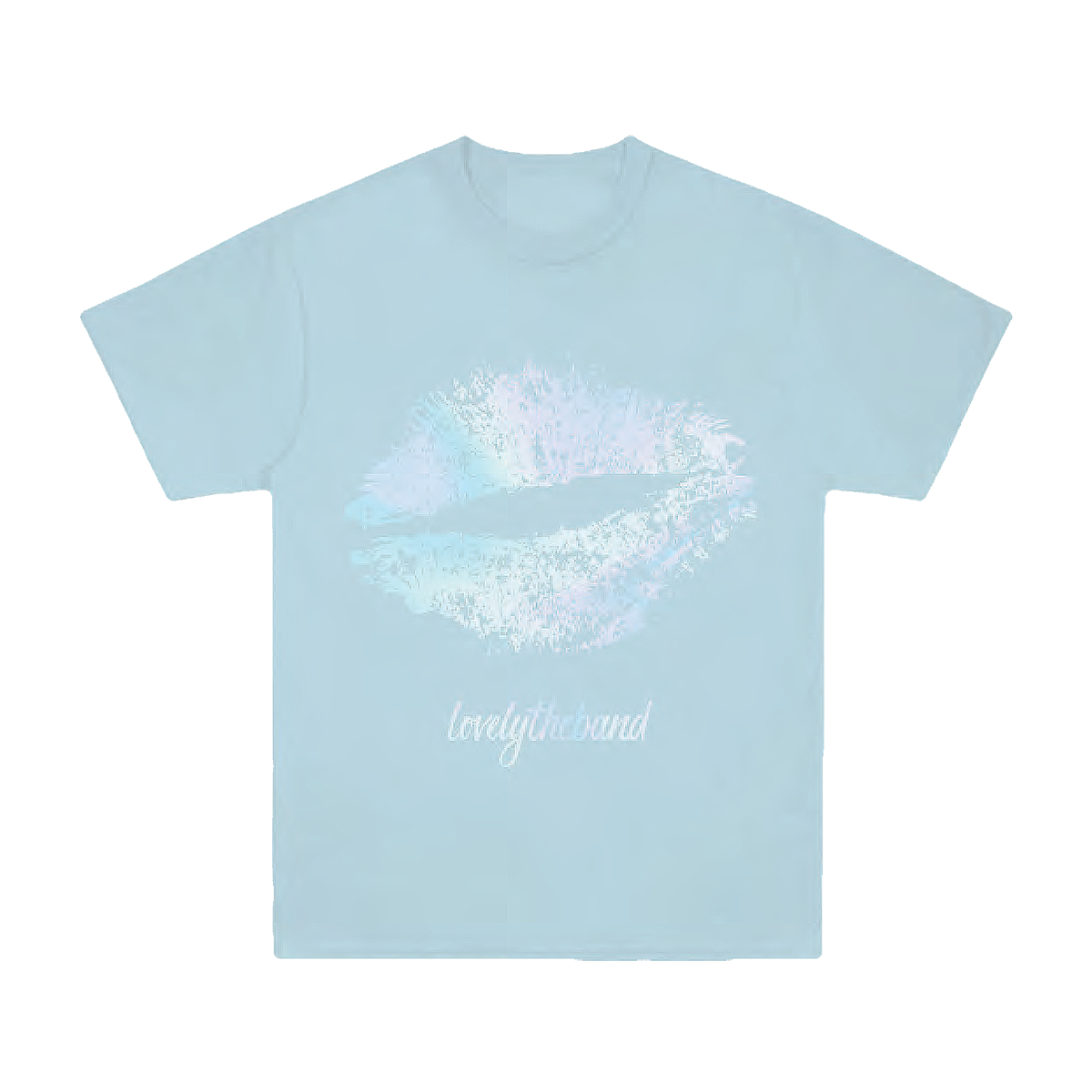 foil lips pastel blue t-shirt